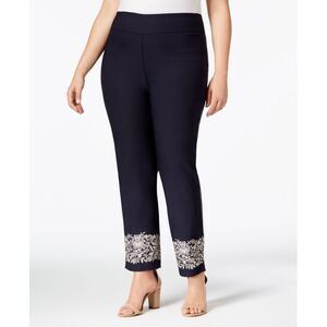 Charter Club Plus Size Tummy Control Embroidered Cuff Pants